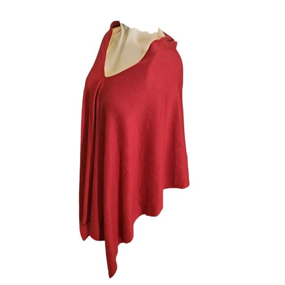 Kerisma Poncho Wool Blend Sweater Reversible Cowel V Neck Burgundy One Size - Picture 4 of 8